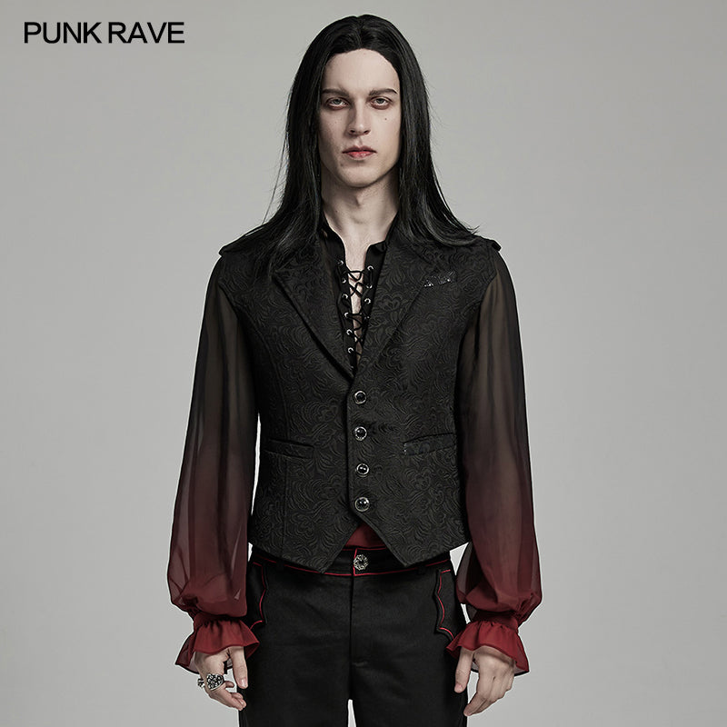 WY-1601MJM Gothic Jacquard Asymmetric Vest Vintage Victorian Tailored Waistcoat?-??Punk Rave Clothing
