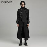WY-1602XCM Gothic Punk Asymmetrical High-Collar Trench Coat with Buckle Straps?-??Punk Rave Clothing