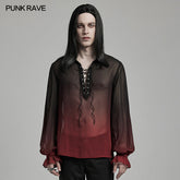 WY-1604CCM Sheer Ombre Lace-Up Gothic Shirts Men???????????????????????????¡§????????????o?????????????????????????¡§????????????????????????????????????¡§????????????s Flowing Blouse?-??Punk Rave Clothing