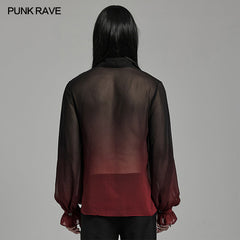 WY-1604CCM Sheer Ombre Lace-Up Gothic Shirts Men???????????????????????????¡§????????????o?????????????????????????¡§????????????????????????????????????¡§????????????s Flowing Blouse?-??Punk Rave Clothing