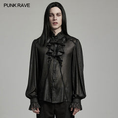 WY-1607CCM Gothic Ruffled Punk Shirt With Dramatic Bell Sleeves?-??Punk Rave Clothing