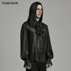 WY-1607CCM Gothic Ruffled Punk Shirt With Dramatic Bell Sleeves?-??Punk Rave Clothing