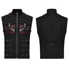 WY-1610MJM Gothic Sleeveless Punk Vest with Rivet Details?-??Punk Rave Clothing