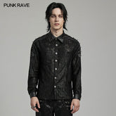 WY-1613CCM Mens Spiked black Gothic Punk Lace Shirt?-??Punk Rave Clothing