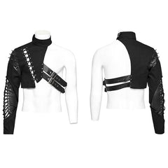 WY-1617XDM Edgy Asymmetric Spiked Harness Top Punk Accessories?-??Punk Rave Clothing