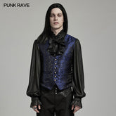 WY-1623MJM Midnight Gothic Vest Brocade Buttoned Waistcoat Lace-Up Sides?-??Punk Rave Clothing