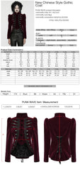 WY-1637XCF Elegant Victorian Gothic Coat Velvet High Neck Lace Trim?-??Punk Rave Clothing