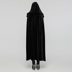 WY-1642DPF Velvet Gothic Coat with Hood and Lace Detailing?-??Punk Rave Clothing