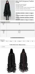 WY-1649DPF Elegant Hooded Gothic Feather Detailed Black Long Coat?-??Punk Rave Clothing