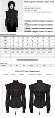 WY-1652CCF Wide Shoulder Embroidered Gothic Shirt with High Collar Design?-??Punk Rave Clothing