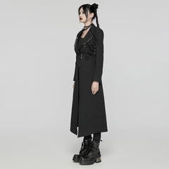 WY-1655XCF Gothic Punk Coat with Chains and Decorative Zipper Details?-??Punk Rave Clothing