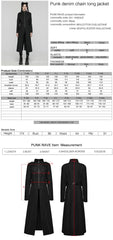 WY-1656NCF Gothic Long Black Punk Coat with Chain Details?-??Punk Rave Clothing