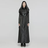 WY-1657XCF Gothic Hooded Long Coat with Elegant Brocade Details?-??Punk Rave Clothing