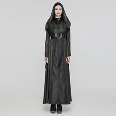 WY-1657XCF Gothic Hooded Long Coat with Elegant Brocade Details?-??Punk Rave Clothing