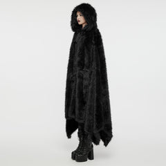 WY-1663DPF Gothic Asymmetric Plush Coat with Hooded Design?-??Punk Rave Clothing