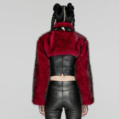WY-1664XDF Gothic Punk Fur Jacket with Buckle Strap Details?-??Punk Rave Clothing