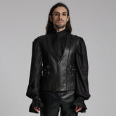 WY-1670MJM Medieval Leather Gothic Vest with Buckle Strap Details?-??Punk Rave Clothing