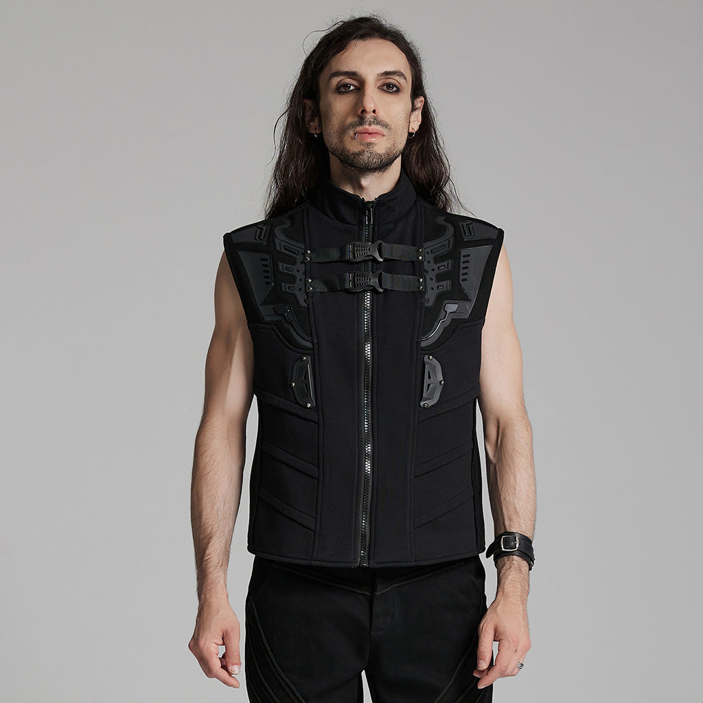 WY-1672MJM Tactical Cyberpunk Black Vest with Buckle Straps Design?-??Punk Rave Clothing