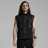 WY-1672MJM Tactical Cyberpunk Black Vest with Buckle Straps Design?-??Punk Rave Clothing