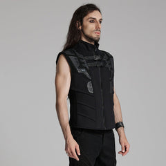 WY-1672MJM Tactical Cyberpunk Black Vest with Buckle Straps Design?-??Punk Rave Clothing