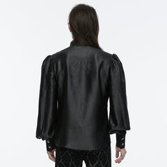 WY-1675CCM Gothic Layered Embroidered Puff Sleeve Black Shirt?-??Punk Rave Clothing