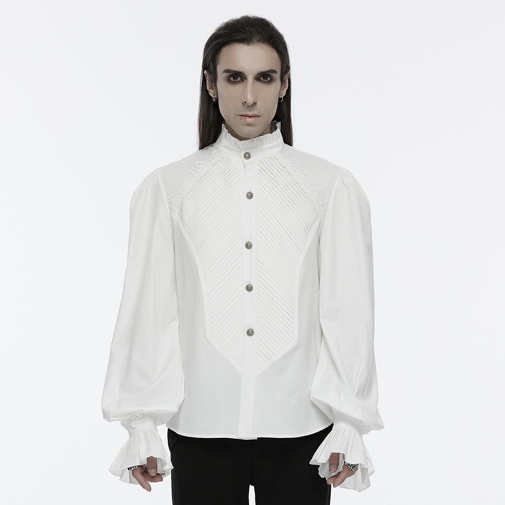 WY-1676CCM Gothic White Victorian Ruffle Sleeve Button-Up Shirt?-??Punk Rave Clothing