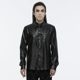 WY-1678CCM Gothic Dragon Scale Long Sleeve Button-Up Faux Leather Shirt?-??Punk Rave Clothing