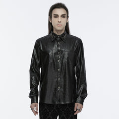 WY-1678CCM Gothic Dragon Scale Long Sleeve Button-Up Faux Leather Shirt?-??Punk Rave Clothing
