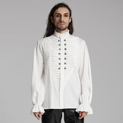 WY-1684CCM Mens Gothic Pleated Ruffle Shirt Victorian Steampunk Style?-??Punk Rave Clothing