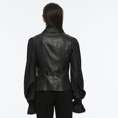 WY-1686MJM Ruffled Brocade Gothic Vest with Buttoned Front Detailing?-??Punk Rave Clothing