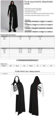 WY-1687DPM Punk Coat Asymmetric Detachable Cloak Hooded Goth Style?-??Punk Rave Clothing