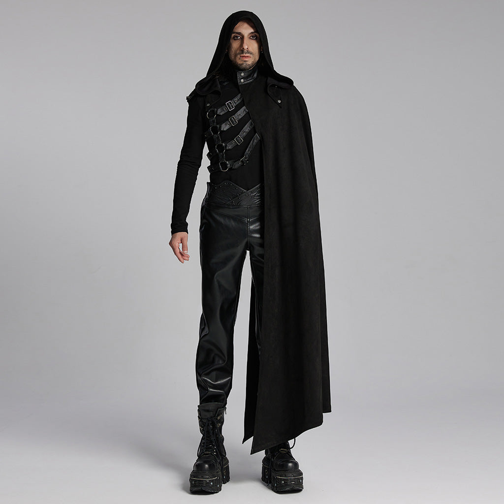 WY-1687DPM Punk Coat Asymmetric Detachable Cloak Hooded Goth Style?-??Punk Rave Clothing