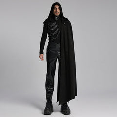 WY-1687DPM Punk Coat Asymmetric Detachable Cloak Hooded Goth Style?-??Punk Rave Clothing