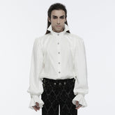 WY-1690CCM Victorian Gothic Stand Collar Ruffled Sleeve Shirt White?-??Punk Rave Clothing