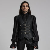 WY-1693MJM Gothic Buckle Strap Leather Texture Vest?-??Punk Rave Clothing