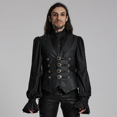 WY-1693MJM Gothic Buckle Strap Leather Texture Vest?-??Punk Rave Clothing