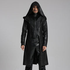 WY-1695XCM Gothic Wizard Hooded Mens Coat Long Black Trench?-??Punk Rave Clothing