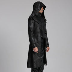 WY-1695XCM Gothic Wizard Hooded Mens Coat Long Black Trench?-??Punk Rave Clothing
