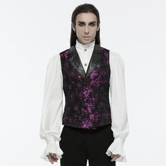 WY-1698MJM Exquisite Violet Jacquard Gothic Vest with Leather Lapels?-??Punk Rave Clothing