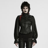 WY-1712CCF Gothic Jacket Victorian Style High Collar Buttoned Design Puff Sleeves