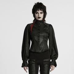 WY-1712CCF Gothic Jacket Victorian Style High Collar Buttoned Design Puff Sleeves