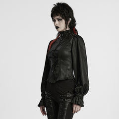 WY-1712CCF Gothic Jacket Victorian Style High Collar Buttoned Design Puff Sleeves