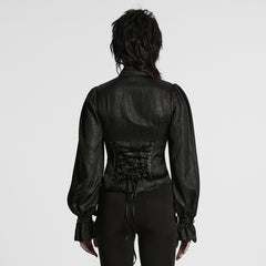 WY-1712CCF Gothic Jacket Victorian Style High Collar Buttoned Design Puff Sleeves