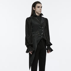 WY-1720MJM Gothic Asymmetric Vest with Button Detail and Long Tails?-??Punk Rave Clothing