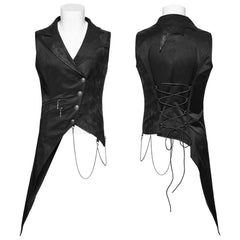 WY-1720MJM Gothic Asymmetric Vest with Button Detail and Long Tails?-??Punk Rave Clothing