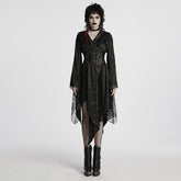 WY-1723XCF Gothic Coat Asymmetrical Hem Lace Buckle Detail Long Sleeve Fashion