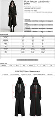 WY-1724XCF Edgy Hooded Longline Gothic Punk Coat with Belted Sleeves