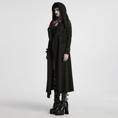 WY-1724XCF Edgy Hooded Longline Gothic Punk Coat with Belted Sleeves