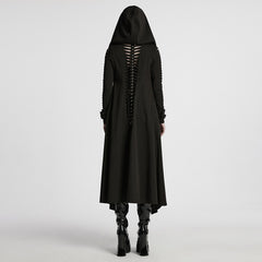 WY-1724XCF Edgy Hooded Longline Gothic Punk Coat with Belted Sleeves