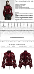 WY-1732CCF Gothic Shirt Burgundy Velvet Lace Bell Sleeve Top